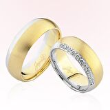 Sarı Beyaz Bombeli Altın Alyans 4603