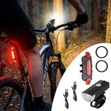 Bisiklet Işık Seti – USB Şarjlı LED Ön Far + Arka Stop Lambası, Su Geçirmez Bisiklet Aydınlatma Seti (4604)