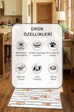 Yıkanabilir Kaymaz Mod0 Beyaz Mutfak Halısı Tüy Tutmaz Leke Tutmaz