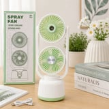 BakGelAl Çift Fanlı Buhar Püskürtmeli Mini Vantilatör USB Şarjlı Masaüstü Fan Nemlendirici Soğutucu 