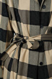 Kadın Ekose Desenli Tek Cepli Kuşaklı Tesettür Gömlek-Ceket