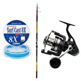 YekOutdoor Profesyonel Olta Seti Okuma Savant Surf 420 cm 5 Parça Surf Kamışı&Savage Gear SGS8 8000 FD 8+1BB Olta Makinesi