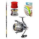 YekOutdoor Yüksek Performans Okuma Olta Seti Okuma Savant Surf 420 cm 4 Parça Surf Kamışı&Okuma Flite Surf FLS35-1500AY Gunsmoke 9+1BB Olta Makinesi