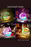 Kablosuz şarj Özellikli Fuchsia Bluetooth Hoparlör RGB Masaüstü Lamba