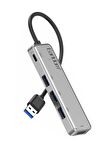 Fuchsia USB 3.0 Portlu Type-C Hub Çoklayıcı Adapter