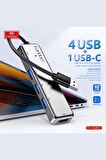 Fuchsia USB 3.0 Portlu Type-C Hub Çoklayıcı Adapter