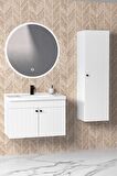 Avien 80 Cm Banyo Dolabı Orz Led Aynalı - Boy Dolap Dahil