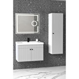Avien 80 Cm Banyo Dolabı Kiev Led Aynalı - Boy Dolap Dahil