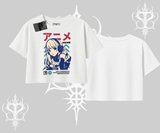 Oversize Crop Tshirt Anime Kız Desenli Japon Tarzı