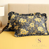 NERGİS çiçekli % 100 Pamuk Dört tarafı Fırfırlı yastık kılıfı 2 ADET