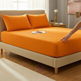 Shules collection Turuncu Çift Kişilik Çarşaf+Yastık Seti %100 Pamuk