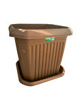 3 Adet Yüksek Kalite Plastik 72 Litre Kare Büyük Boy Bahçe Balkon Salon Çiçek Yada Ağaç Saksı 53*53*49 cm Tabaklı 