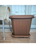 3 Adet Yüksek Kalite Plastik 72 Litre Kare Büyük Boy Bahçe Balkon Salon Çiçek Yada Ağaç Saksı 53*53*49 cm Tabaklı 