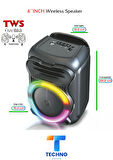 Bluetooth Özellikli Ses Bombası 4 Inch Rgb Işıklı Speaker (KLN-160)