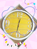 SARI BEYAZ MODERN DUVAR SAATİ MODERN TASARIM 40X40 CM