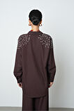 Kadın Robası Taş İşlemeli Oversize Kesim Tesettür Gömlek