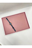 Yerli Üretim Süet Kumaş Pembe Renk 34/24 Cm Takı Servis Sunum Tablası