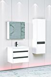 Levante 65 Cm Beyaz Lavabolu Banyo Dolabı Bgn Aynalı - Boy Dolap Dahil