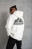 Erkek Nihilist Penguen Temalı Oversize Kapüşonlu Sweatshirt - Beyaz