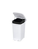 Omnipazar ELF-İ344 Slim Pedallı Plastik Çöp Kovası İç Kovalı 8 lt Beyaz