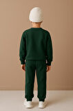 Cg Kids Zümrüt Yeşil Kız & Erkek Çocuk 2 İplik Alt Üst Sweatshirt - Eşofman Takım