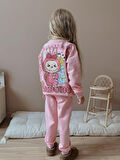 Cg Kids Labubu 2 iplik Kız Çocuk Alt Üst Süper Tarz Takım Sırt Baskılı