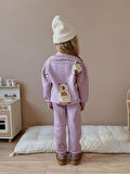 Cg Kids Capybara Kız Çocuk 3 iplik Şardon Kumaş Alt Üst Takım Süper Kalite Sırt Baskı Detaylı Mor Renk