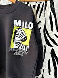 Cg Kids Milo Zebra Desenli Erkek Çocuk 3 iplik Alt Üst Takım Süper Kalite Kumaş
