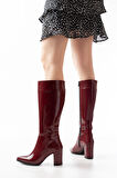 Kadın çizme YSN-4422 Bordo Rugan Topuklu Kadın Çizme 