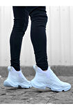 Arda  BA0401 Bağcıksız Rahat Kalın Taban Beyaz Erkek Spor Yarım Bilek Bot