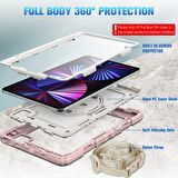 Apple iPad Air 10.9 2022 (5.Nesil) Uyumlu Strap Tablet Kılıfı Ekran Koruyuculu Kalemlikli 360° Döner Darbeye Dayanıklı