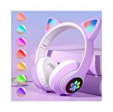 STN-28 Kedi Kulak Kulaklık Yeni Sevimli Moda Bluetooth 5.0 Kulaklık Yüksek Ses Akıllı Led Işıklı