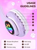 STN-28 Kedi Kulak Kulaklık Yeni Sevimli Moda Bluetooth 5.0 Kulaklık Yüksek Ses Akıllı Led Işıklı