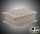 Ham Ahşap Boaynabilir Kalp Işlemeli Takı-makyaj-aksesuar Çok Amaçlı Dekoratif Kutu