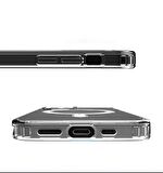 Apple iPhone 13 Kılıf Fuchsia Tacsafe Wireless Şarj Uyumlu Şeffaf Kapak Kablosuz Şarj Uyumlu