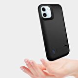 Apple iPhone 12 Uyumlu Fuchsia Şarjlı Kılıf Led Işık Göstergeli Standlı Powerbank Kapak