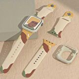 Apple Watch 7 45mm Uyumlu Silikon Kordon KRD-62 Rahat Renkli Soft Spor Akıllı Saat Kordonu