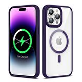 Fuchsia Apple iPhone 14 Pro Kılıf Magsafe Wireless Şarj Özellikli Silikon Ege Kapak