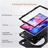 Galaxy Tab A T580 10.1 Uyumlu Defender Zırh Tablet Kılıfı Askılı 360° Dönebilir Standlı Tam Koruma