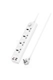 MC18 8in1 3 Adet Usb 1 Adet Type-C ve 4 Adet Fuchsia Priz Dönüştürücü 2M