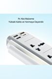 MC18 8in1 3 Adet Usb 1 Adet Type-C ve 4 Adet Fuchsia Priz Dönüştürücü 2M