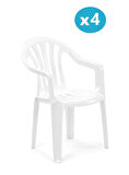 Omnipazar SY-2500 Manolya Plastik Bahçe Sandalye 4'lü Set 
