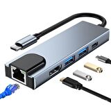 5in1 Dönüştürücü Hub112 Newface TYPE-C,HDMI,USB3.0,USB2.0,RJ45,PD