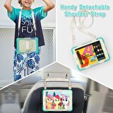 Apple iPad 9.7 inç 2017 2018 (5.6.Nesil) Ekran Koruyuculu Kalemlikli Gökkuşağı Renkli Strap Tablet Kılıfı 360° Dönebilen Kılıf