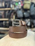 TRG POLO KAHVE DESENLİ HAKİKİ DERİ ERKEK KEMERİ-4 CM 