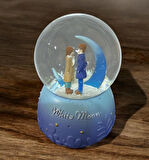 8 cm Müzikli Işıklı  Ay Işığında Romantik Çiftler Kar Küresi 7702