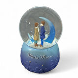 8 cm Müzikli Işıklı  Ay Işığında Romantik Çiftler Kar Küresi 7702