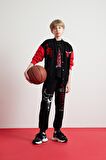 Erkek Çocuk NBA Chicago Bulls Kolej Yaka Çıtçıt Kapamalı Sırt Baskılı Bomber Hırka