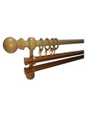 KLASİK AHŞAP RUSTİK PERDE ASKISI ÇİFT RAYLI 28 MM