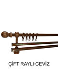 KLASİK AHŞAP RUSTİK PERDE ASKISI ÇİFT RAYLI 28 MM